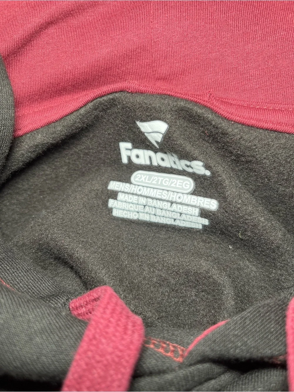 Fanatics Black and Maroon Hoodie with Interior Logo